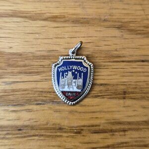 VTG Sterling Enamel Hollywood California Chinese Theater Shield Pendant Charm